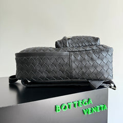 BOTTEGA VENETA 25S INTRECCIATO BAG 46 IN BLACK CALFSKIN SILVER HARDWARE