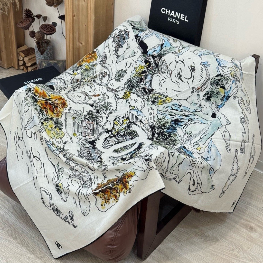 CHANEL 25S SCARF 135 CM IN CASHMERE SILK 943698