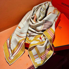 HERMES 25S SCARF 140 IN SILK CASHMERE 989481