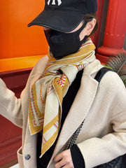 HERMES 25S SCARF 140 IN SILK CASHMERE 989481