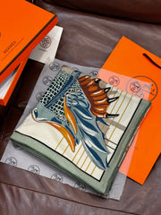 HERMES 25S SCARF 140 IN SILK CASHMERE 989484