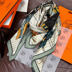 HERMES 25S SCARF 140 IN SILK CASHMERE 989484