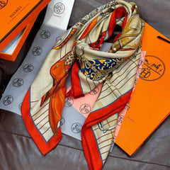 HERMES 25S SCARF 140 IN SILK CASHMERE 989485