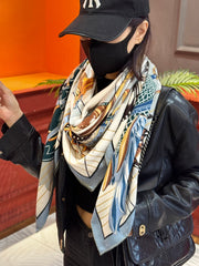 HERMES 25S SCARF 140 IN SILK CASHMERE 989488