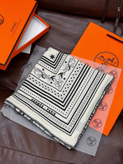 HERMES 25S SCARF 140 IN SILK CASHMERE 991677