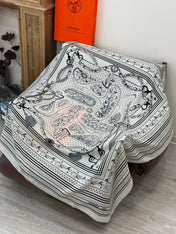 HERMES 25S SCARF 140 IN SILK CASHMERE 991677