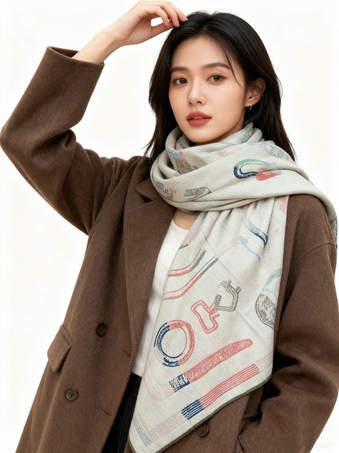 HERMES 25S SCARF 137 IN SILK CASHMERE 991689