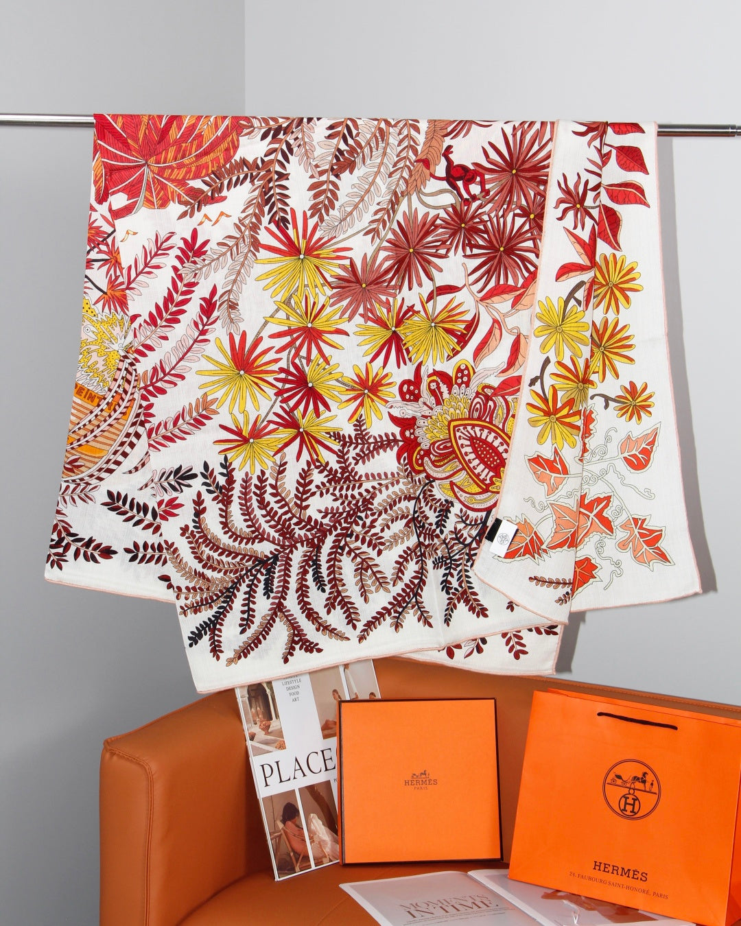 HERMES 26S SCARF 135 IN SILK AND CASHMERE 499969