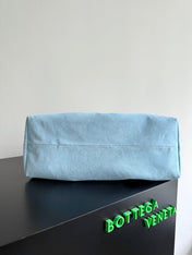 PINACOTECA REVERSIBLE TOTE BAG 43 IN MADDER BROWN LAMBSKIN AND LIGHT BLUE SUEDE