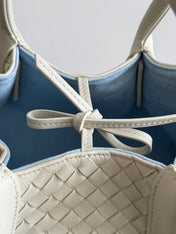 BOTTEGA VENETA 25S SMALL PINACOTECA REVERSIBLE BAG 24 IN IVORY CALFSKIN