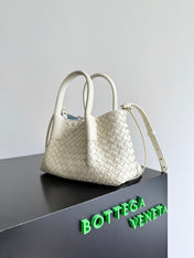 BOTTEGA VENETA 25S SMALL PINACOTECA REVERSIBLE BAG 24 IN IVORY CALFSKIN