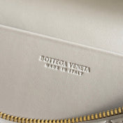 BOTTEGA VENETA 25S BANG BANG 22 IN WARM GRAY INTRECCIATO CALFSKIN GOLD HARDWARE