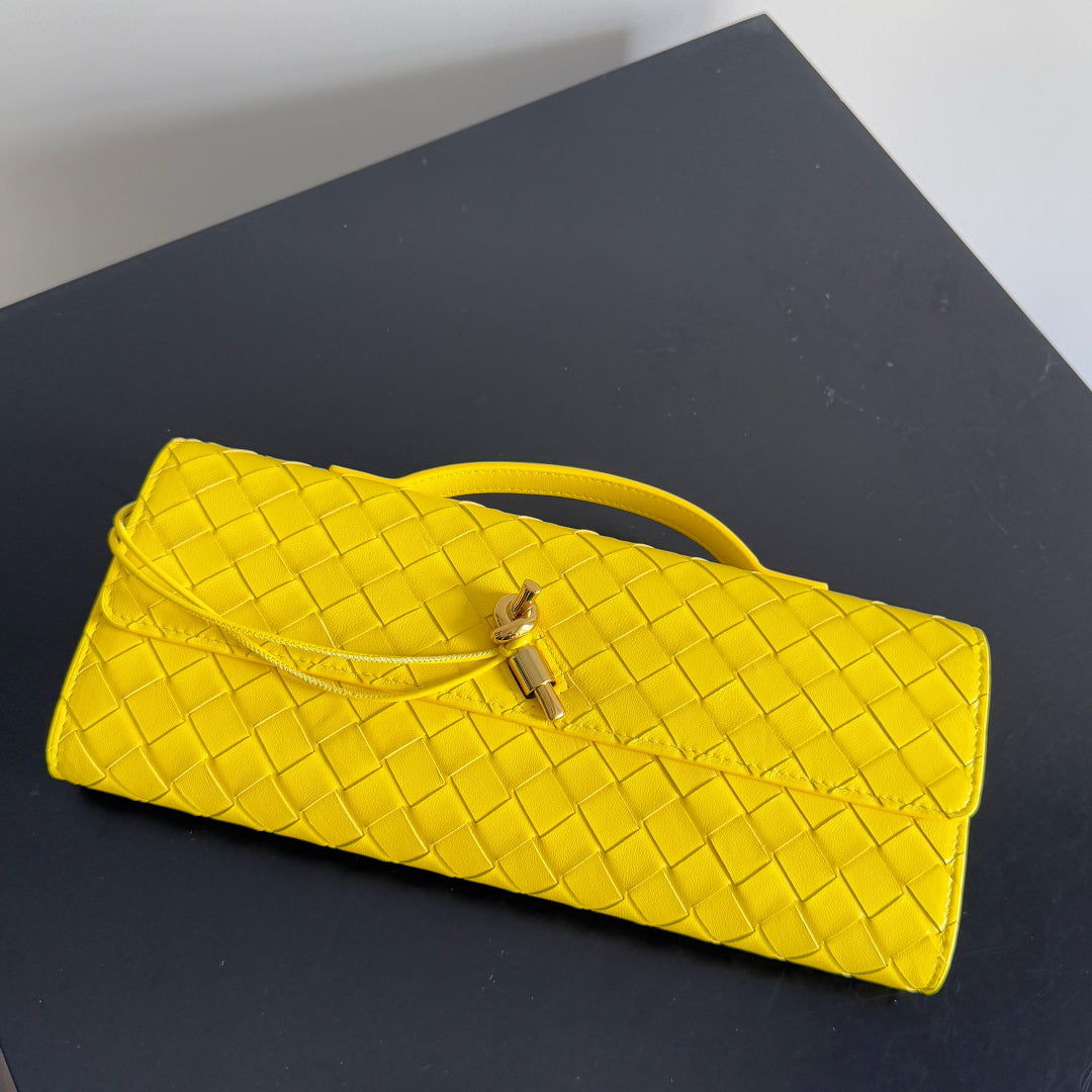 BOTTEGA VENETA 25S LONG CLUTCH ANDIAMO 31 IN LEMON YELLOW CALFSKIN