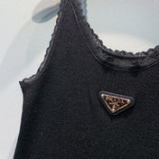 PRADA 26S LACE-TRIMMED SLEEVELESS TOP 1001