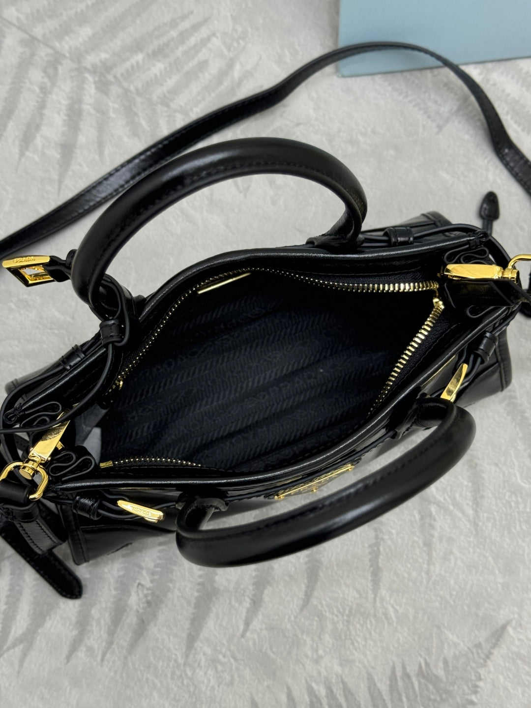 PRADA 25S BONNIE MINI HANDBAG 23 IN BLACK CALFSKIN GOLD HARDWARE