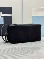 PRADA 25S CLUTCH BAG 22 IN BLACK NYLON SILVER HARDWRE