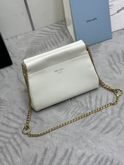 PRADA 25S ENCHAINE MINI BAG 22 IN WHITE CALFSKIN GOLD HARDWARE