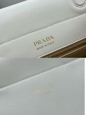 PRADA 25S ENCHAINE MINI BAG 22 IN WHITE CALFSKIN GOLD HARDWARE