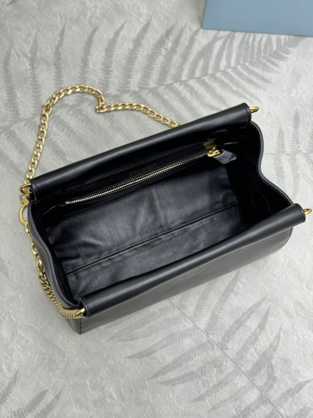 PRADA 25S ENCHAINE MINI BAG 22 IN BLACK CALFSKIN GOLD HARDWARE