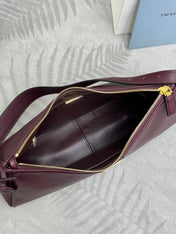 PRADA 25S AIMEE MEDIUM SHOULDER BAG 39 IN BURGUNDY CALFSKIN
