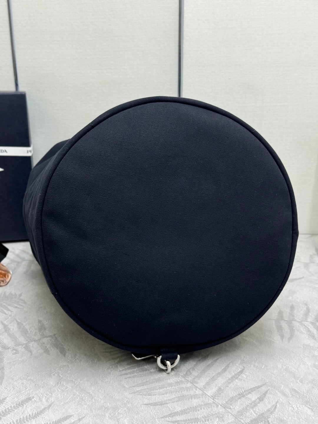 PRADA 25S DRAWSTRING BACKPACK 55 IN BLACK CANVAS LINEN SILVER HARDWARE