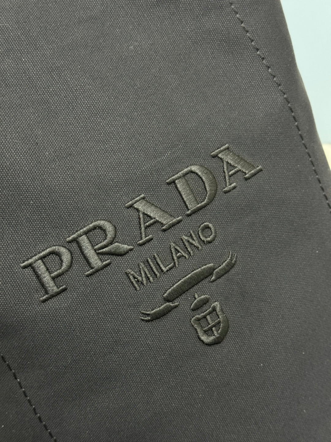 PRADA 25S DRAWSTRING BACKPACK 55 IN BLACK CANVAS LINEN SILVER HARDWARE