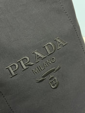 PRADA 25S DRAWSTRING BACKPACK 55 IN BLACK CANVAS LINEN SILVER HARDWARE