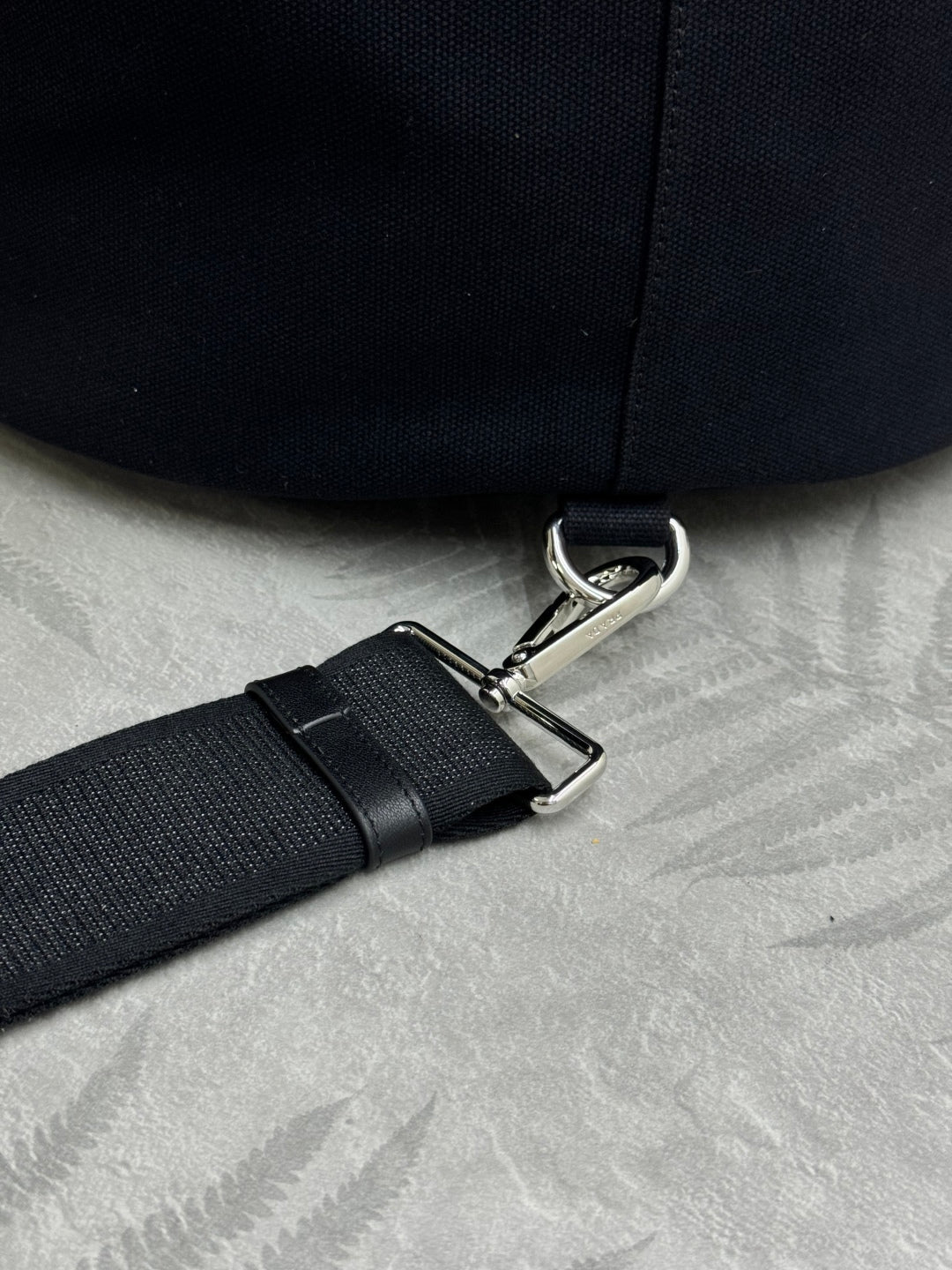 PRADA 25S DRAWSTRING BACKPACK 55 IN BLACK CANVAS LINEN SILVER HARDWARE