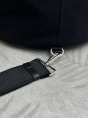 PRADA 25S DRAWSTRING BACKPACK 55 IN BLACK CANVAS LINEN SILVER HARDWARE