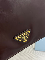 PRADA 25S SHOULDER BAG 23 IN DARK BROWN CALFSKIN GOLD HARDWARE