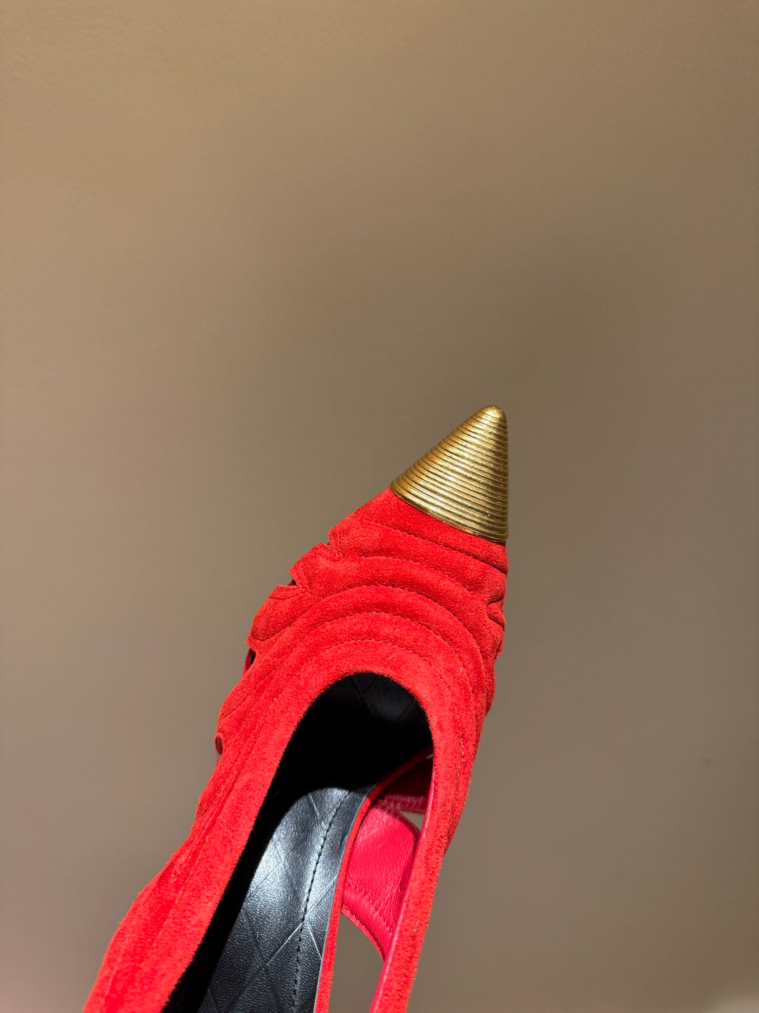 BALMAIN 26S SLINGBACK HEELS 100 MM IN RED SUEDE