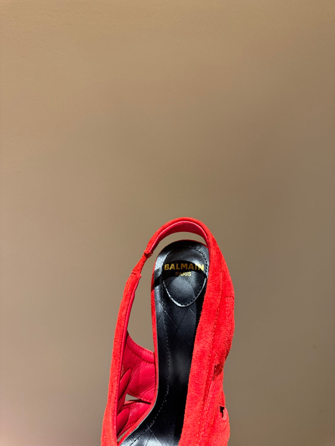 BALMAIN 26S SLINGBACK HEELS 100 MM IN RED SUEDE