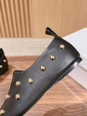CHLOE 26S STUDDED LOAFERS IN BLACK CALFSKIN