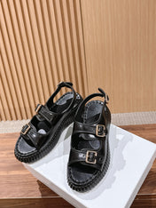 CHLOE 26S PLATFORM SANDALS IN BLACK CALFSKIN