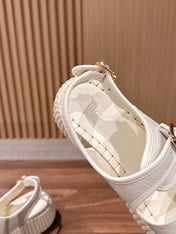 CHLOE 26S PLATFORM SANDALS IN CREAM WHITE CALFSKIN