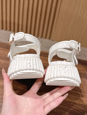 CHLOE 26S PLATFORM SANDALS IN WHITE CALFSKIN