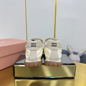 BALLERINAS SHOES IN OFF WHITE TYRE TECHNICAL FABRIC AND GREY SUEDE