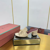 LP BLOCK HEEL SANDALS 25S IN BEIGE SUEDE