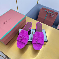 LP BLOCK HEEL SANDALS 25S IN DARK PURPLE SUEDE