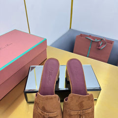 LP BLOCK HEEL SANDALS 25S IN BROWN SUEDE