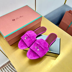 LP SANDALS 25S IN DARK PURPLE SUEDE WITH SILVER HARDWARE