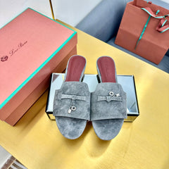 LP SANDALS 25S IN DARK GRAY SUEDE WITH SILVER HARDWARE