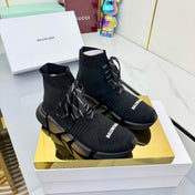 BALENCIAGA 25S SPEED 2.0 LACE-UP SNEAKERS IN BLACK KNITTED STYLE 1