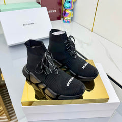BALENCIAGA 25S SPEED 2.0 LACE-UP SNEAKERS IN BLACK KNITTED STYLE 1