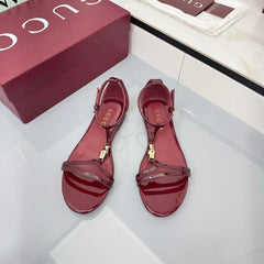GG THONG SANDALS 25S IN RED LAMBSKIN WITH GOLD HARDWARE