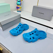 BALENCIAGA 25S POOL CROCS SLIDE IN BLUE SYNTHETIC RUBBER