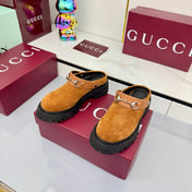 GG PLATFORM MULES 25S IN BURNT ORANGE SUEDE
