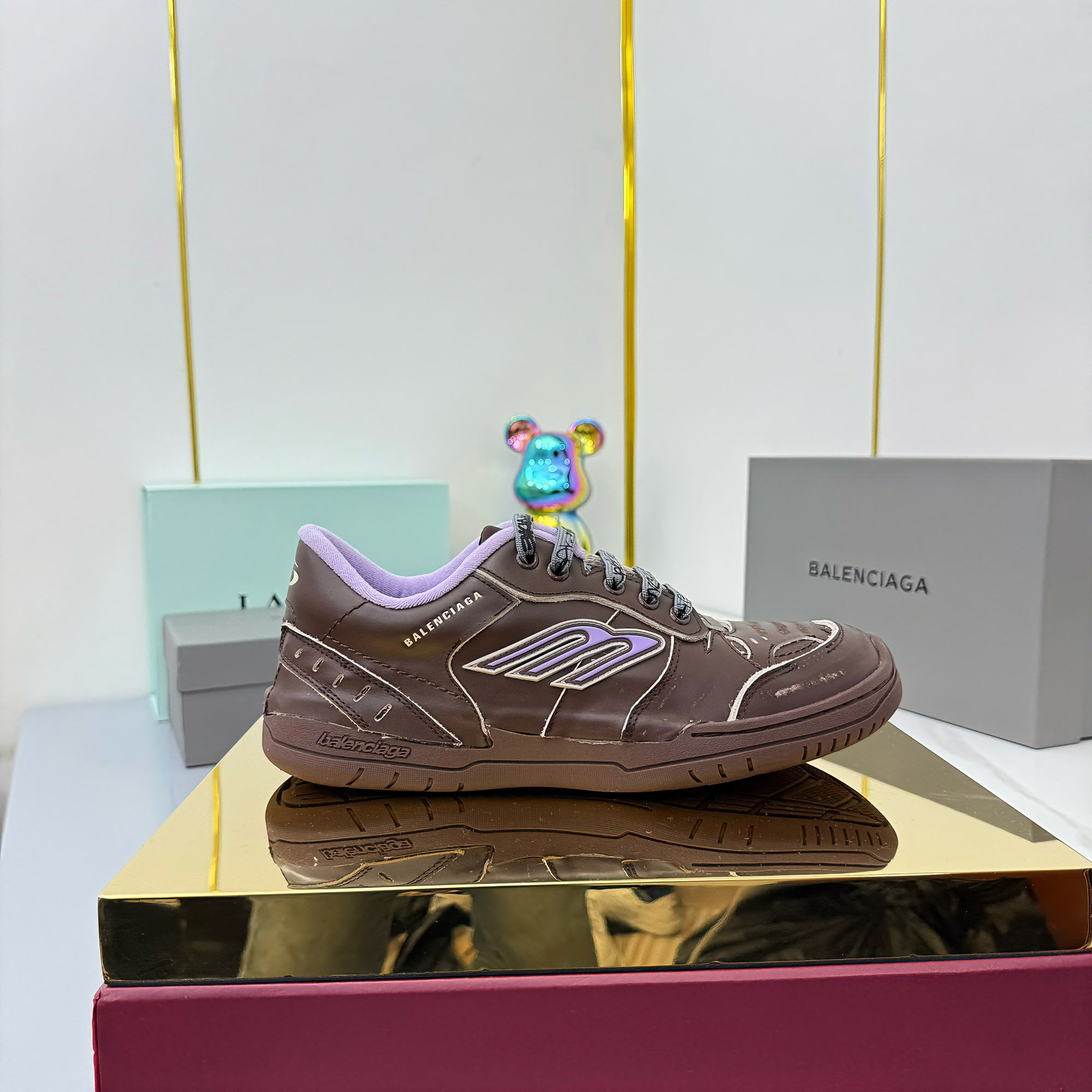 BALENCIAGA 25S SNEAKERS IN DEEP BROWN LEATHER