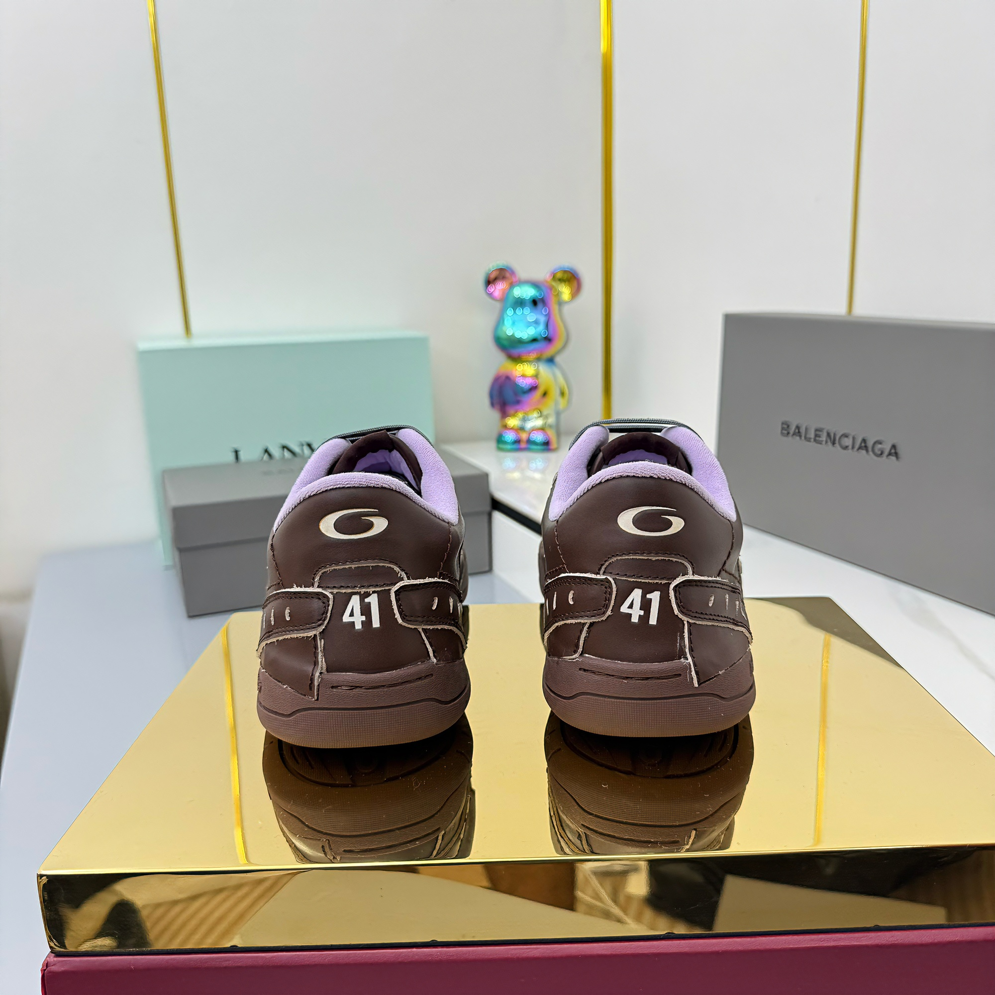 BALENCIAGA 25S SNEAKERS IN DEEP BROWN LEATHER