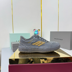 BALENCIAGA 25S SNEAKERS IN DARK GREY MIX YELLOW LEATHER